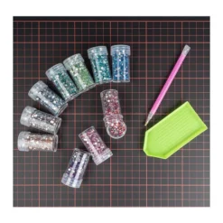 Diamond-Painting-Steine, Strass, irisierend, Sortierung 2, versch. Farben, je 8g, 10 Dosen