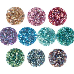 Diamond-Painting-Steine, Strass, irisierend, Sortierung 2, versch. Farben, je 8g, 10 Dosen