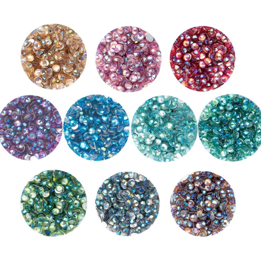 Diamond-Painting-Steine, Strass, irisierend, Sortierung 2, versch. Farben, je 8g, 10 Dosen