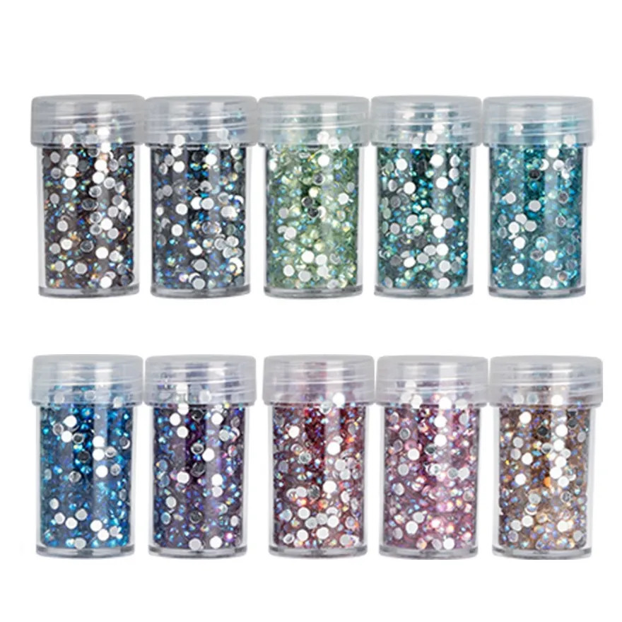 Diamond-Painting-Steine, Strass, irisierend, Sortierung 2, versch. Farben, je 8g, 10 Dosen