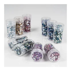 Diamond-Painting-Steine, Strass, irisierend, Sortierung 2, versch. Farben, je 8g, 10 Dosen