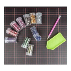 Diamond-Painting-Steine, Strass, Sortierung 1, versch. Farben, je 8g, 10 Dosen