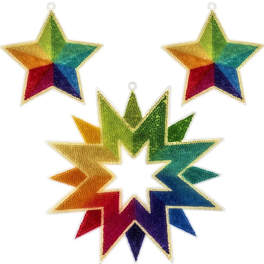 Diamond-Painting-Sterne zum Aufhängen, 3 Stück in 2 versch. Größen