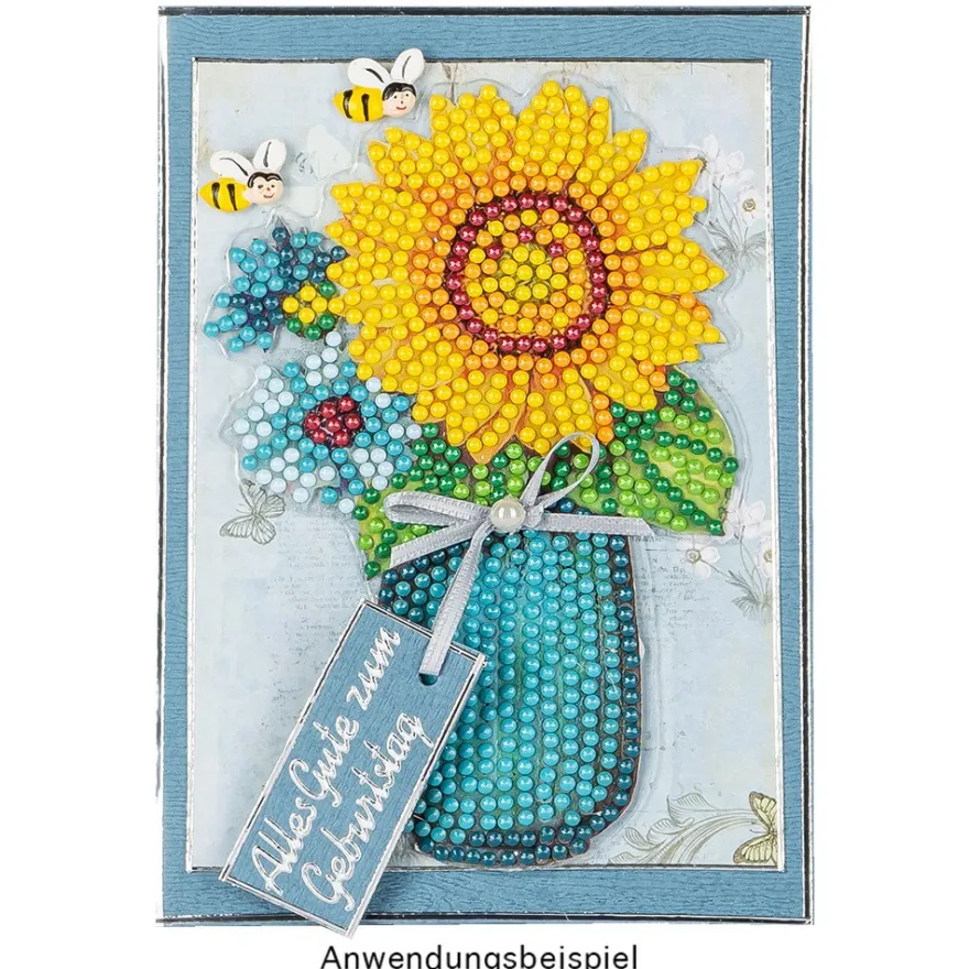 Diamond-Painting-Sticker, Blüten & Schmetterlinge, DIN A4, 4 Bogen