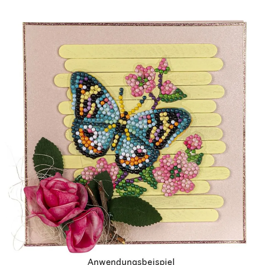 Diamond-Painting-Sticker, Blüten & Schmetterlinge, DIN A4, 4 Bogen