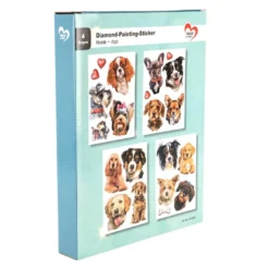 Diamond-Painting-Sticker, Hunde, DIN A4, 4 Bogen