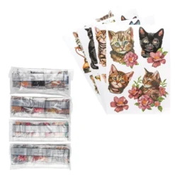 Diamond-Painting-Sticker, Katzen, DIN A4, 4 Bogen