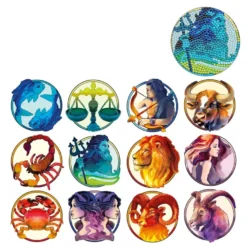 Diamond-Painting-Sticker, Sternzeichen, DIN A4, 2 Bogen