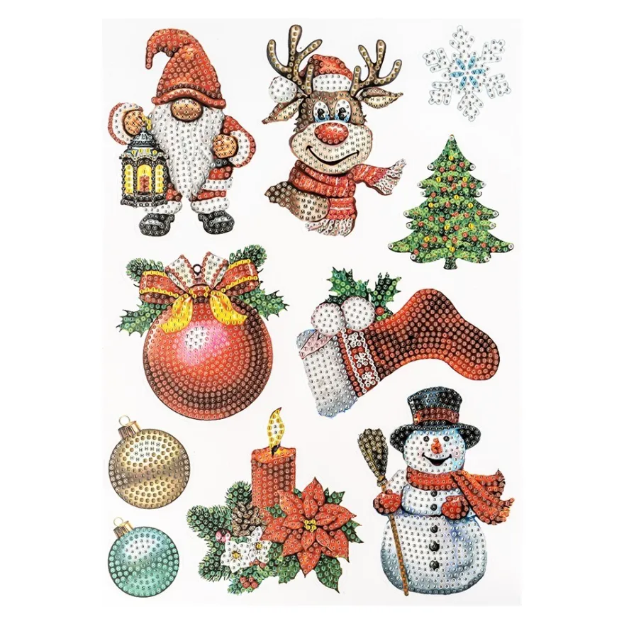 Diamond-Painting-Sticker, Winter/Weihnachten, DIN A4, 4 Bogen