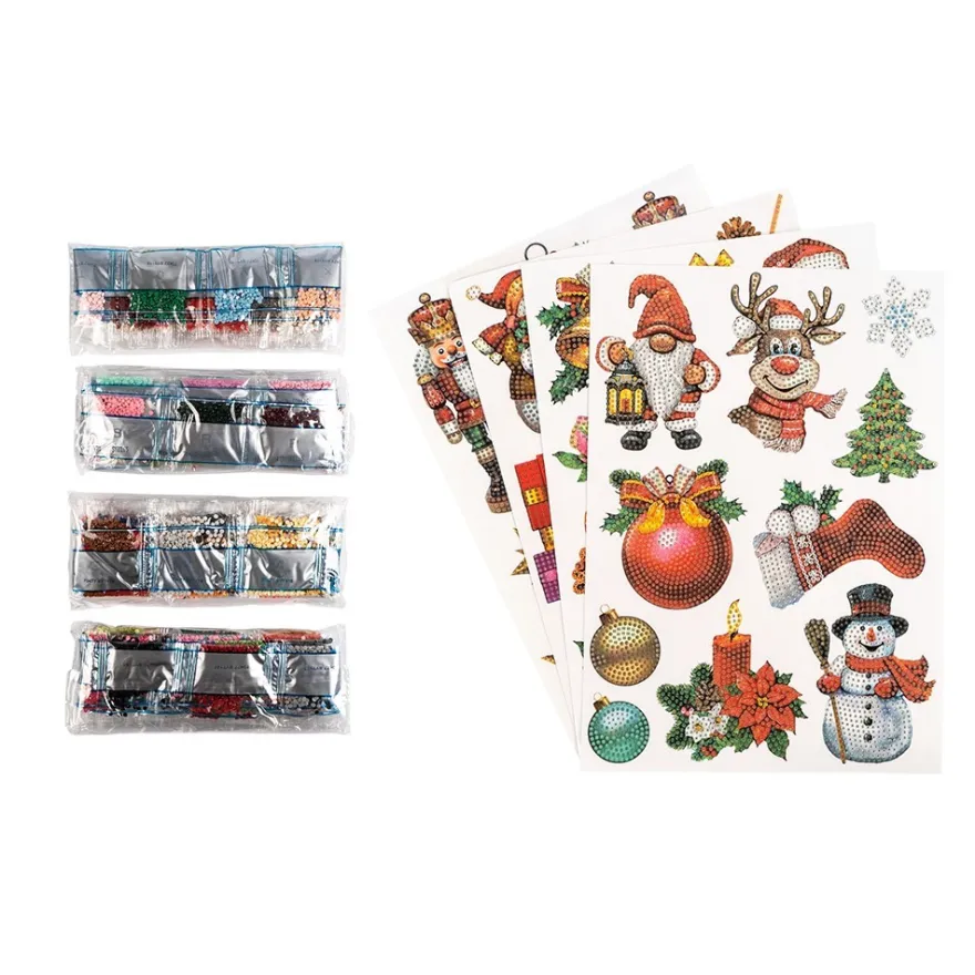 Diamond-Painting-Sticker, Winter/Weihnachten, DIN A4, 4 Bogen