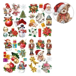 Diamond-Painting-Sticker, Winter/Weihnachten, DIN A4, 4 Bogen