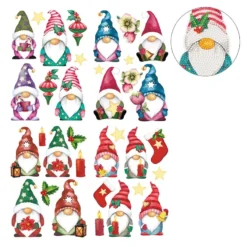 Diamond-Painting-Sticker, Winter-Wichtel, DIN A4, 4 Bogen
