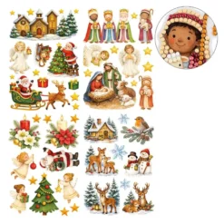 Diamond-Painting-Sticker, Winter/Weihnachten 3, DIN A4, 4 Bogen