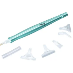 Diamond-Painting-Stift, metallic, 14cm lang, Ø1,2cm, mit 6 verschieden Aufsätzen