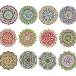 Diamond-Painting-Untersetzer, inkl. Werkzeug & Zubehör, 12 Stück