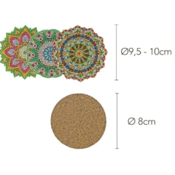 Diamond-Painting-Untersetzer, inkl. Werkzeug & Zubehör, 12 Stück