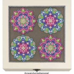 Diamond-Painting-Untersetzer, Mandala 3, inkl. Werkzeug & Zubehör, 12 Stück
