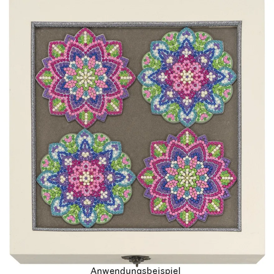 Diamond-Painting-Untersetzer, Mandala 3, inkl. Werkzeug & Zubehör, 12 Stück