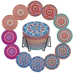 Diamond-Painting-Untersetzer, Mandala 2, inkl. Werkzeug & Zubehör, 12 Stück
