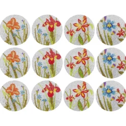 Diamond-Painting-Untersetzer, Blumen, inkl. Werkzeug & Zubehör, 12 Stück