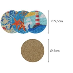 Diamond-Painting-Untersetzer, Maritim 2, inkl. Werkzeug & Zubehör, 12 Stück