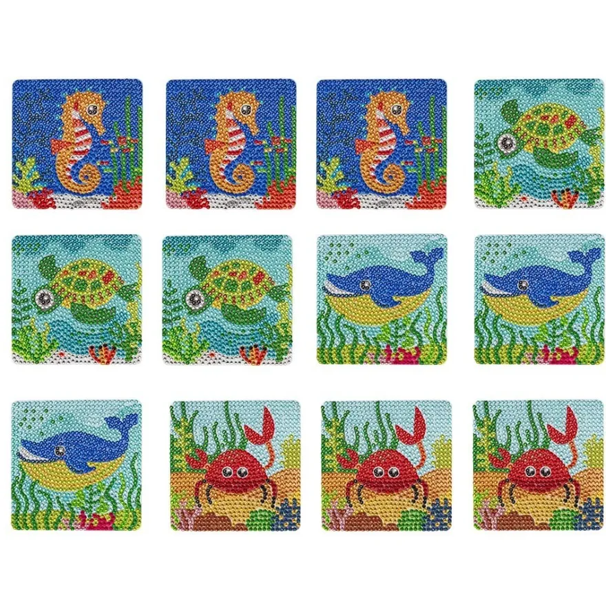 Diamond-Painting-Untersetzer, Maritim 1, inkl. Werkzeug & Zubehör, 12 Stück