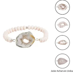 DIY-Schmuckarmband, Achat, taupe mit Silberumrandung, 39-teilig