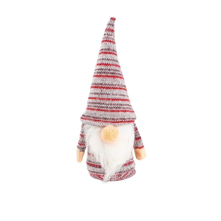 DIY-Wichtel, Bente, 15cm hoch, 8-teilig, rot-grau gestreift