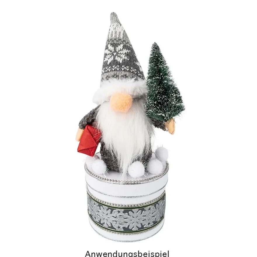 DIY-Wichtel, Finn, 15cm hoch, 8-teilig, grauer Körper, grau gemusterte Mütze