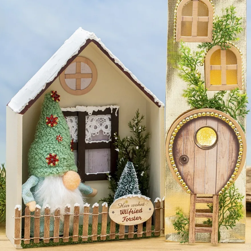 DIY-Wichtel, Tomte, 20cm hoch, 8-teilig, grüner Körper und Mütze