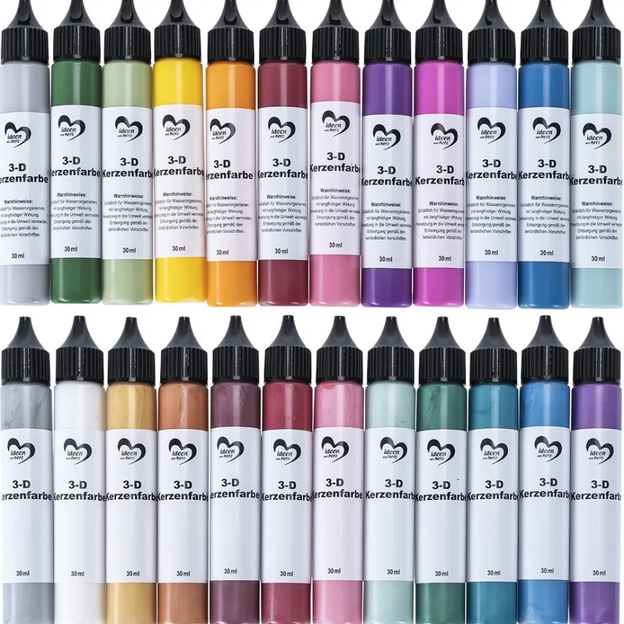 3-D Kerzenfarben in Tuben, Sortierung 2, 24 verschiedene Farben, je 30ml, 24 Stück