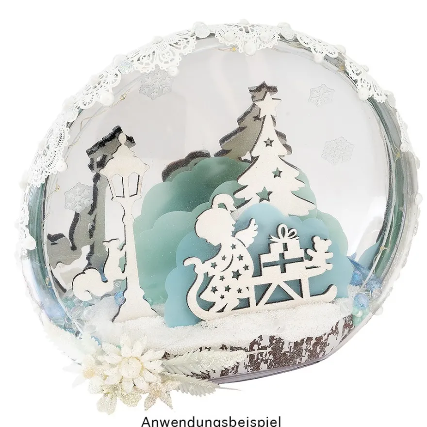 3-D Landschaft zum Stecken, Kirche & Engelchen, Podest & versch. Holzelemente, 7-teilig
