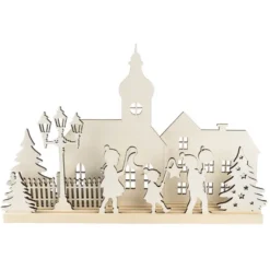 3-D Landschaft zum Stecken, Laternenkinder, Podest & versch. Holzelemente, 11-teilig