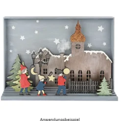 3-D Landschaft zum Stecken, Laternenkinder, Podest & versch. Holzelemente, 11-teilig