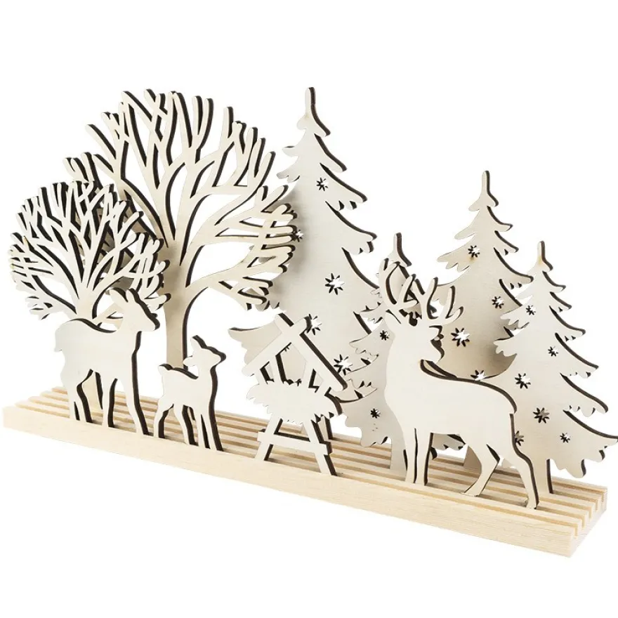 3-D Landschaft zum Stecken, Waldszene, Podest & versch. Holzelemente, 11-teilig