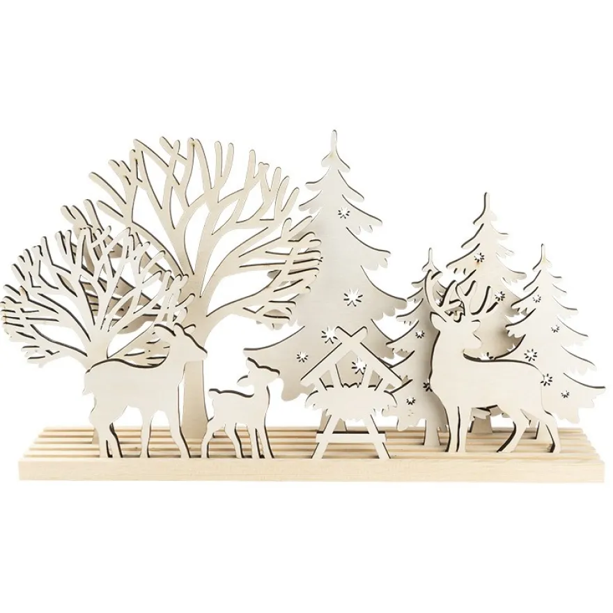 3-D Landschaft zum Stecken, Waldszene, Podest & versch. Holzelemente, 11-teilig