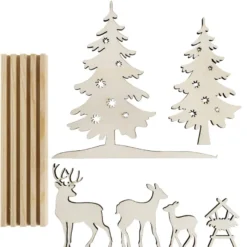 3-D Landschaft zum Stecken, Waldszene, Podest & versch. Holzelemente, 7-teilig