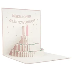 3-D Laser-Grußkarte & Umschlag, Herzlichen Glückwunsch, Altrosé-perlmutt, 15cm x 15cm, 250g/m²