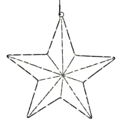 3-D LED-Metallstern zum Aufhängen, 34,8cm x 5,2cm x 35cm, 100 LEDs in Warmweiß, mit Timer