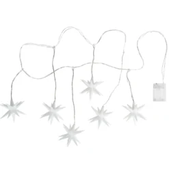 3-D LED-Sterne-Girlande, 6 weiße Sterne, je Ø 10cm, warmweiß, inkl. Timer