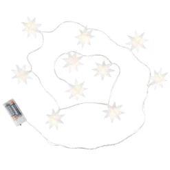 3-D LED-Sterne-Lichterkette 10 Sterne, Ø 7cm, weiß, 10 LEDs, warmweiß, inkl. Timer