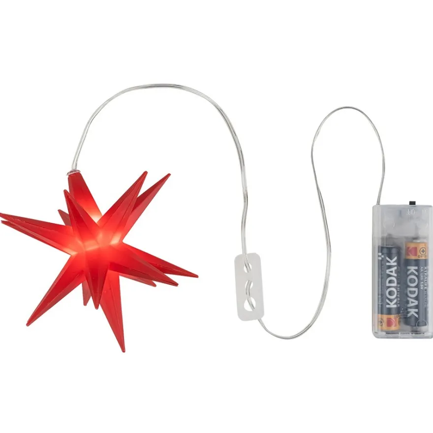 3-D LED-Sterne, rot, Ø 10cm, 16 Strahlen, warmweiß, inkl. Timer, 3 Stück