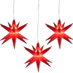 3-D LED-Sterne, rot, Ø 10cm, 16 Strahlen, warmweiß, inkl. Timer, 3 Stück