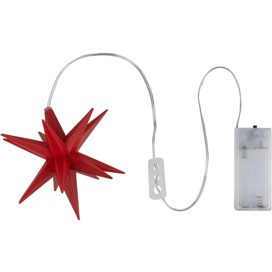 3-D LED-Sterne, rot, Ø 10cm, 16 Strahlen, warmweiß, inkl. Timer, 3 Stück