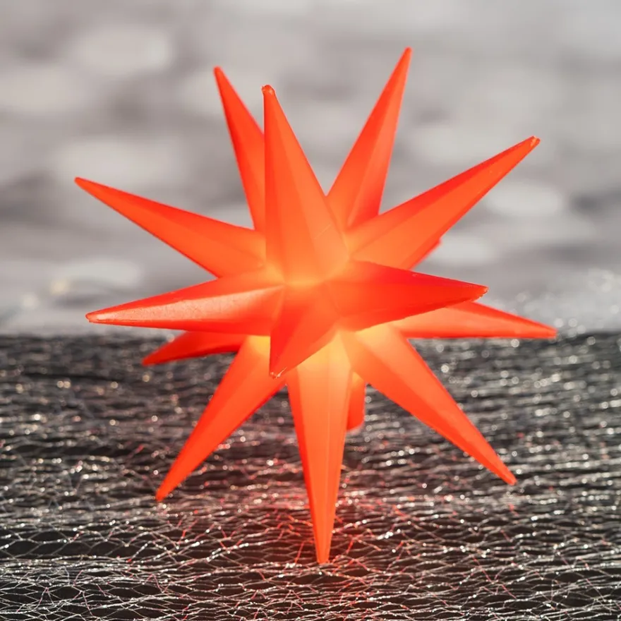 3-D LED-Sterne, rot, Ø 10cm, 16 Strahlen, warmweiß, inkl. Timer, 3 Stück