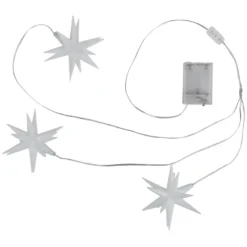 3-D LED-Sterne-Trio, weiß, je Ø 10cm, 16 Strahlen, warmweiß, inkl. Timer