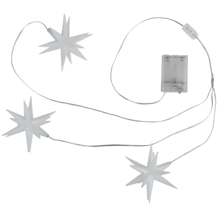 3-D LED-Sterne-Trio, weiß, je Ø 10cm, 16 Strahlen, warmweiß, inkl. Timer