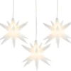 3-D LED-Sterne, weiß, Ø 10cm, 16 Strahlen, warmweiß, inkl. Timer, 3 Stück
