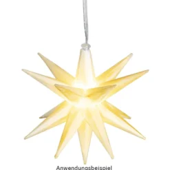3-D LED-Sterne, weiß, Ø 10cm, 16 Strahlen, warmweiß, inkl. Timer, 3 Stück