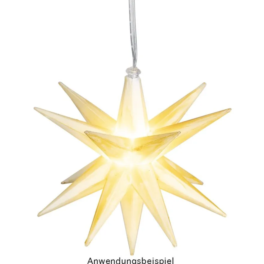 3-D LED-Sterne, weiß, Ø 10cm, 16 Strahlen, warmweiß, inkl. Timer, 3 Stück